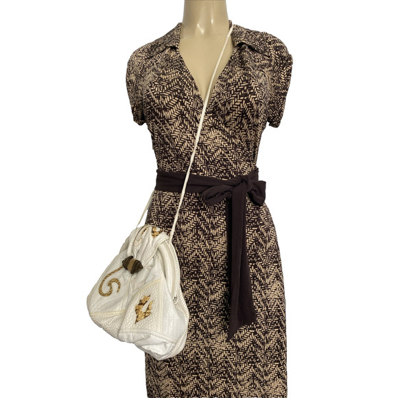 SHARIF Bag Handbag Purse Shoulder Snake Print White Crossbody White Coin Purse - Picture 13 of 15